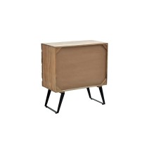 Cómoda de Madera Maciza Nogal-Negro con Patas Metálicas - 80x38x86.5 cm - Mueble de Almacenamiento Duradero para Dormitorio.