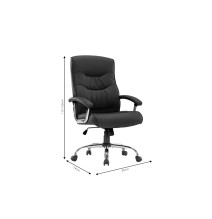 Silla de Oficina Estilo Manager en Piel Sintética Negra - 120/110x74x65 cm, Elegancia y Comodidad