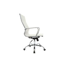 Sillón de Dirección en Piel Sintética Blanca, Silla de oficina - 55,5x58x108 cm.