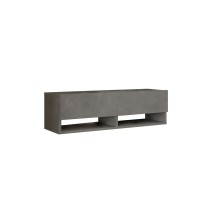 Mueble TV Moderno con 1 Puerta y Estantes en Melamina Color Gris Antracita - 100x31.5x29.6cm