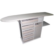 Mueble de Plancha Estoril Blanco 5 Bandejas y Cesto Grande - Organiza tu Ropa