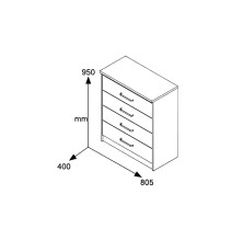 Cómoda de 4 Cajones, Color Castillo - Toro, 80x40x95 cm, Organizador Versátil para Dormitorio